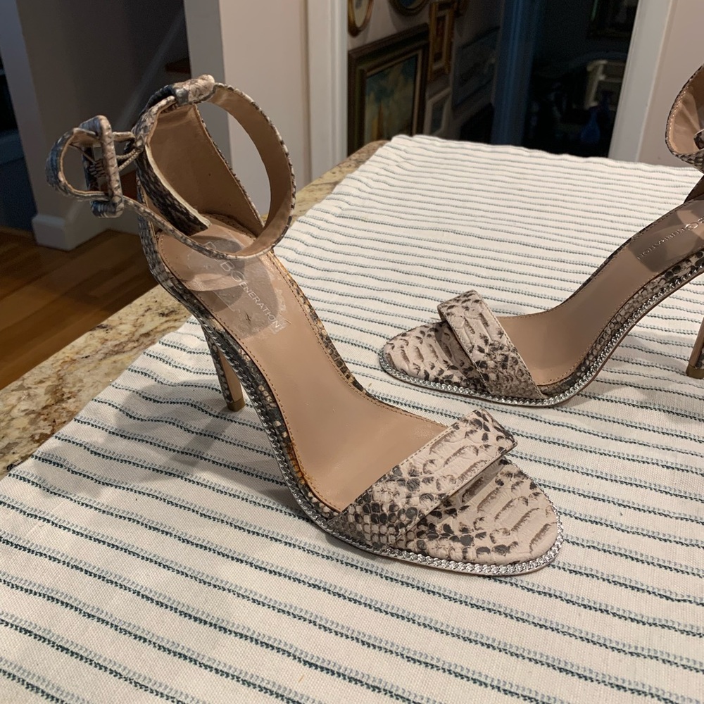BCBGeneration Snakeskin Ankle Strap Heels - Picture 3 of 4